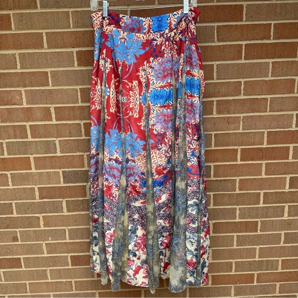 Anthropologie Hemant & Nandita Colorful Long Maxi Skirt Lined Size Medium - Picture 10 of 12